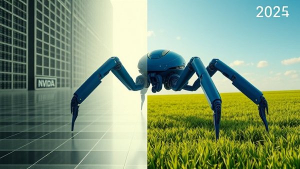 NeRD robotics intelligence evolution from digital grid to lush landscape.