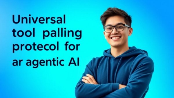 Young man promoting universal tool calling protocol for agentic AI.