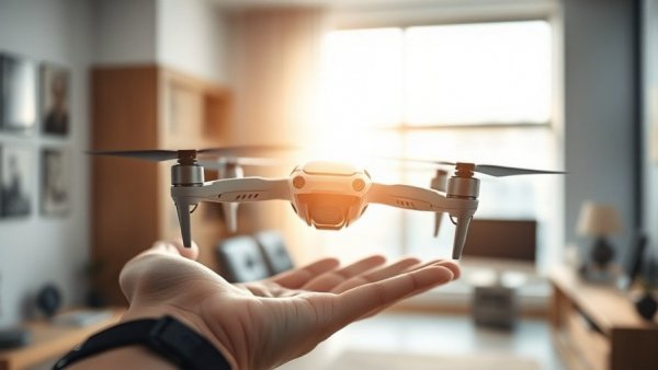 AI swarm drones applications with a compact drone indoors.