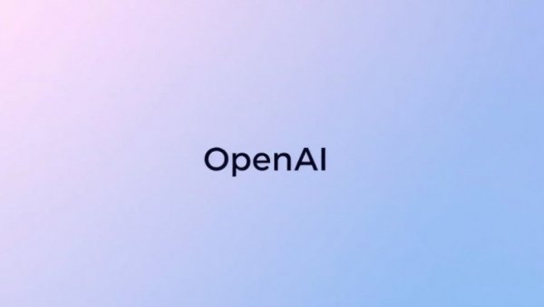 OpenAI logo with pastel gradient background