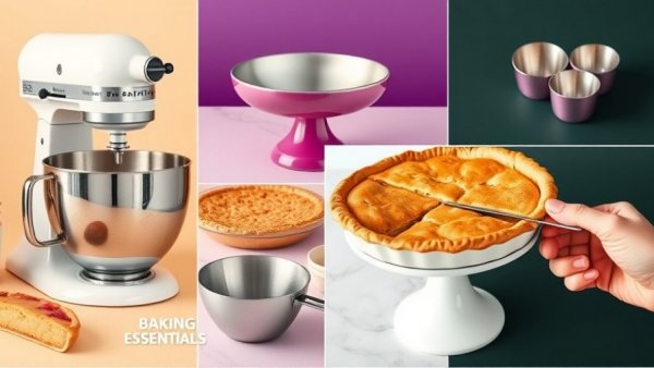 Collage of best gifts for bakers with mixer, cake stand, and measuring cups.