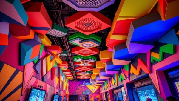 Immersive entertainment experiences in Philadelphia with vibrant artwork.