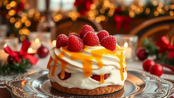 Christmas dessert on elegant table in Orlando dining scene.