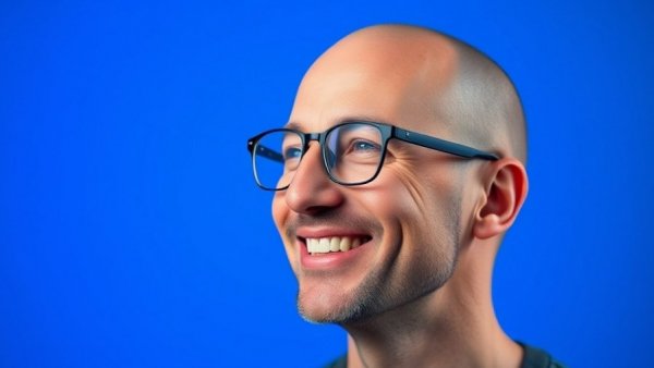 Confident man in glasses smiling, AI automation for entrepreneurs.