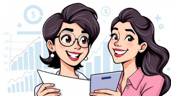 Illustration of woman analyzing growth charts for employee benefits in small businesses.