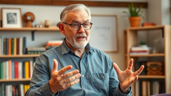 Man discussing 3-day work week advantages in a casual setting.
