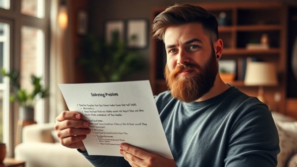Nano Banana Pro use cases: Man holding paper with physics solution in modern room.