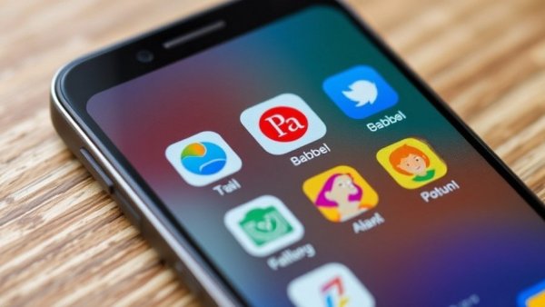 Close-up of smartphone app icons featuring Babbel on screen.