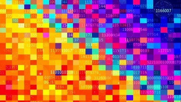 Abstract digital art of a vivid mosaic with AI automation elements.