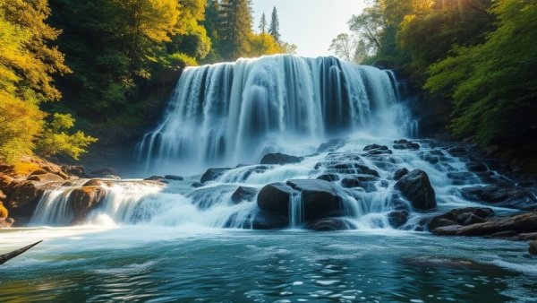 Majestic waterfall in woodland scenery, outdoor activities in Florida.