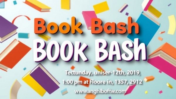 Free Book Bash Orlando vibrant flyer with event details and colorful books.