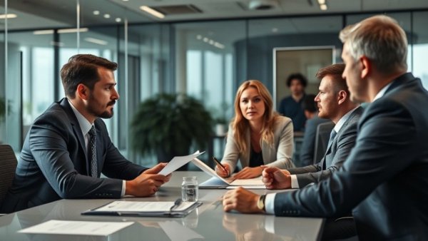 Operations team discussing potential burnout in a meeting, office setting.