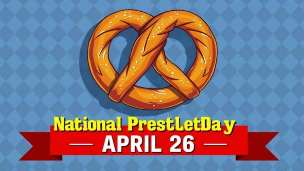 Illustration celebrating National Pretzel Day 2026 with a salted pretzel.
