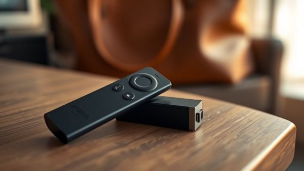 Amazon Fire TV Stick HD features, sleek remote on table.