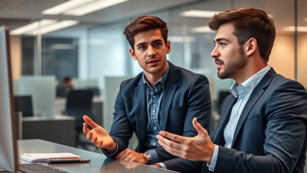 AI used in performance review discussion in modern office.