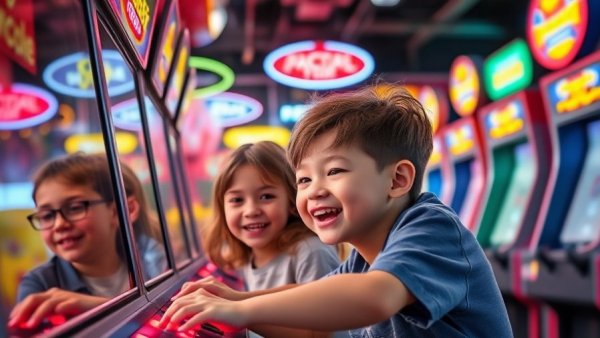 Main Event Summer Savings Pass featuring happy children in arcade.