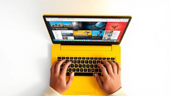Budget MacBook Neo displaying colorful interface and typing hands.