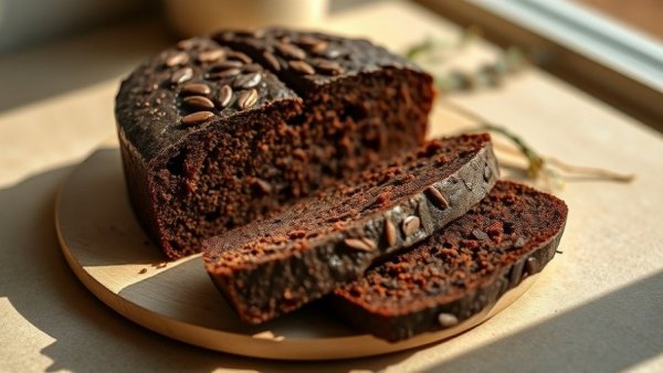 Decadent chocolate olive oil cake topped with flaky sea salt.