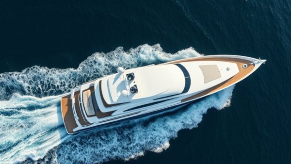 Luxurious modern yacht cruising in the deep blue sea.