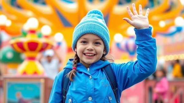 Joyful girl in Bluey outfit at Disney Parks