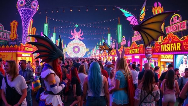 Universal Fan Fest Nights 2026: Cosplayers and mythical creatures.