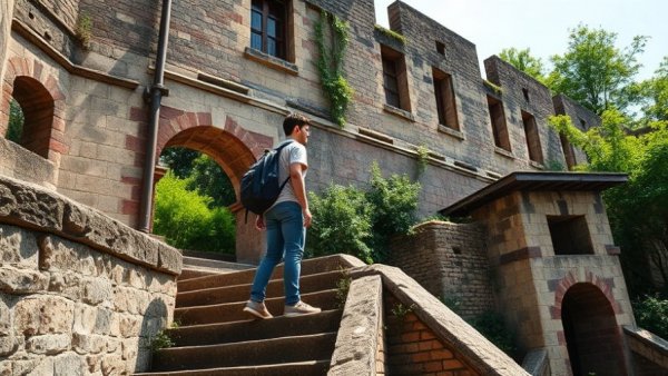 Exploring historic ruins at family-friendly outdoor spot in Orlando.