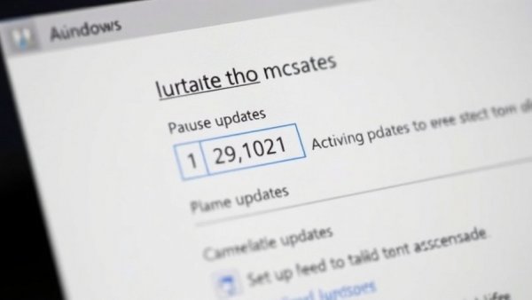 Windows update interface showing pause updates option.