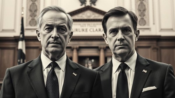 AI automation for entrepreneurs: distinguished men in court scene.