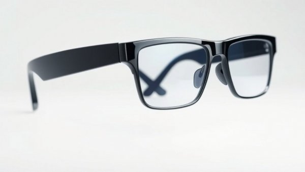 Glossy Samsung Galaxy smart glasses floating on a white background.