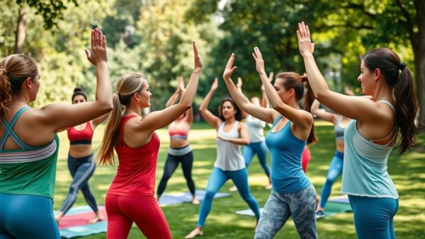 Orlando social fitness session with women high-fiving outdoors.