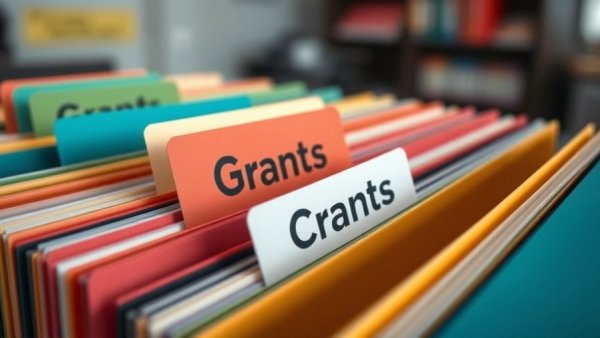 Organized index folders highlighting 'Grants' for small business grants.