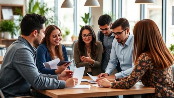 Diverse team in a modern office discussing AI adoption in engineering 2026.