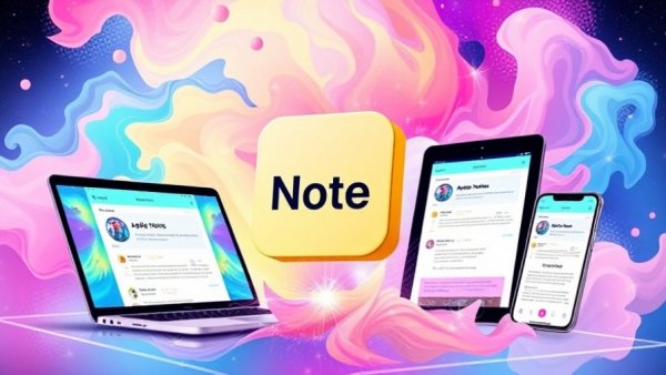 Apple Notes productivity tools illustrated with vibrant devices.