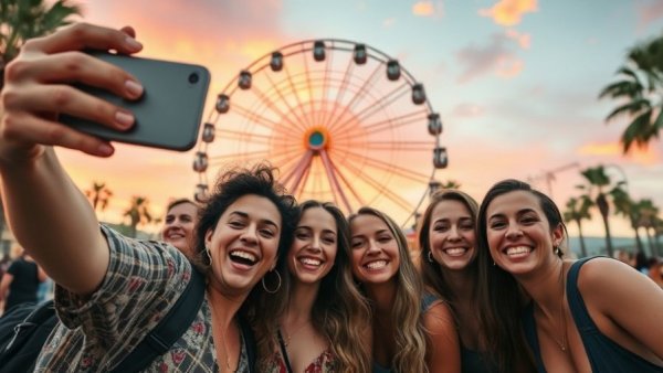 Friends selfie at Orlando's Instagrammable ferris wheel spot