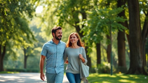 Couple enjoying quiet side of Orlando park walk