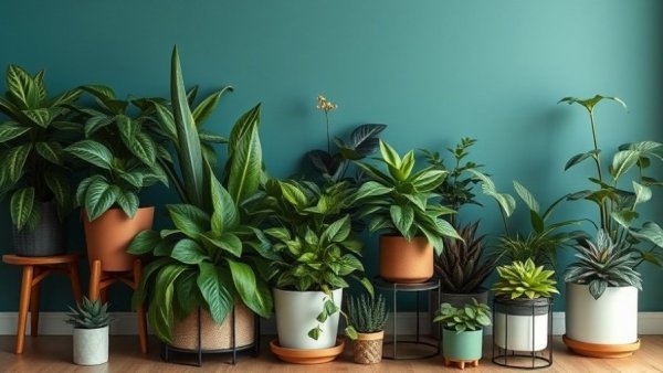 Indoor potted plants arrangement with teal background, best dropshipping product categories.