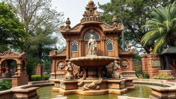 Mystic Fountain closure at Islands of Adventure, detailed stone carvings.