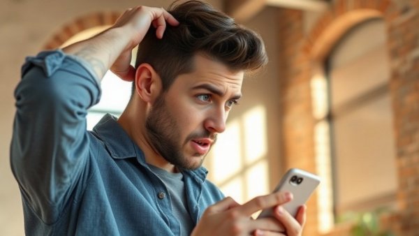 Surprised man with phone indoors, related to unexpected tax bill for side hustlers.