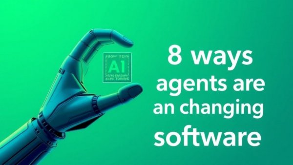 Self-evolving AI agents transforming software, gradient background