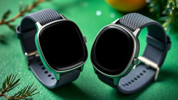 Fitness trackers comparison: Fitbit Air vs Whoop, on textured green background.