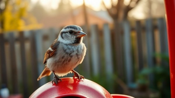 Close-up of a small bird on feeder, outdoor activities in Florida.