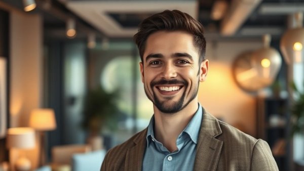 Confident professional in modern office, aligning workforce needs with AI.