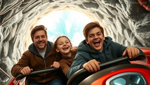 Family enjoying a roller coaster in Orlando
