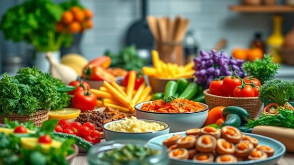 HelloFresh meal kit showcasing fresh ingredients and dishes.