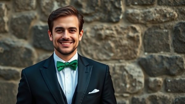 Smiling man in formal suit, perfect your pitch first sentence