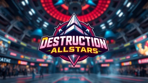 Destruction AllStars game logo with futuristic background.