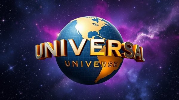 Universal Epic Universe logo design in starry space theme.