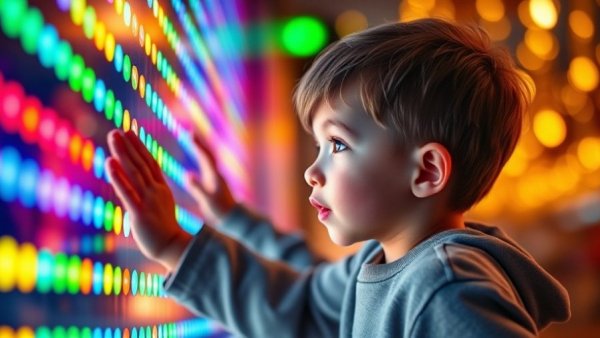 Young child reaching towards LED lights, find your niche market idea.