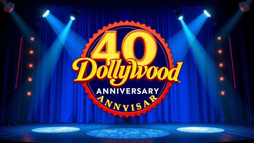 Photorealistic 40th anniversary logo of Dollywood, showcasing vibrant family entertainment.