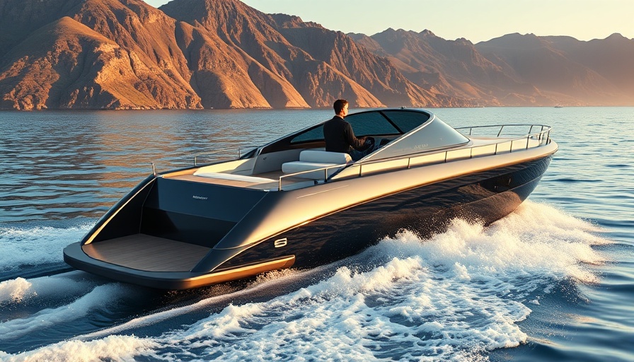 Modern luxury yacht tender cruising near coastline